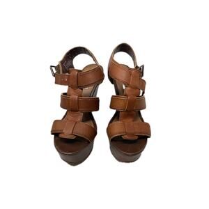 Steve Madden Brown Wanting Platform Wedge Sandals womans 8